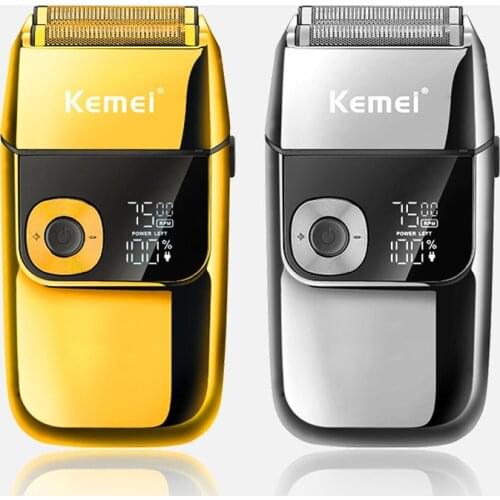 Kemei electric Shaver razor USB rechargeable reciprocating shaver mens shaver beard trimmer bald head metal 7500RPM washableLCD