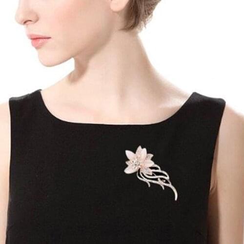 Women Opal Stone Rhinestone Brooch Gold Color Flower Bouquet Brooch Pin Bridal Wedding Jewelry Gift