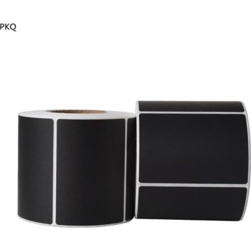 Black PP synthetic paper sticker labels black plasic stickers black Synthetic Label rolls