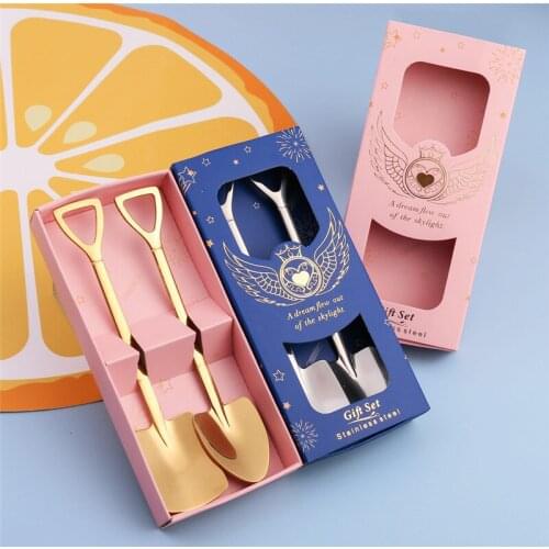 2pcs New Year 2022 Christmas Coffee Spoon Shovel Kids Ice Cream Spoon Tableware Ornaments Noel Christmas Decorations for Home