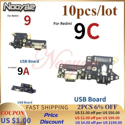 For Xiaomi Redmi 9 9C 9A USB Charging Port Dock Plug Mainboard Connector Main Motherboard Flex Cable Microphone Board 10pcs/lot