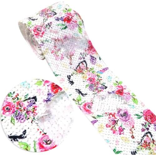 David accessories 3" 75mm Reversible Sequin Ribbon 2Yard/Roll DIY Sewing Dress Clothing Hair Bows Belt Handmade,2Yc8396