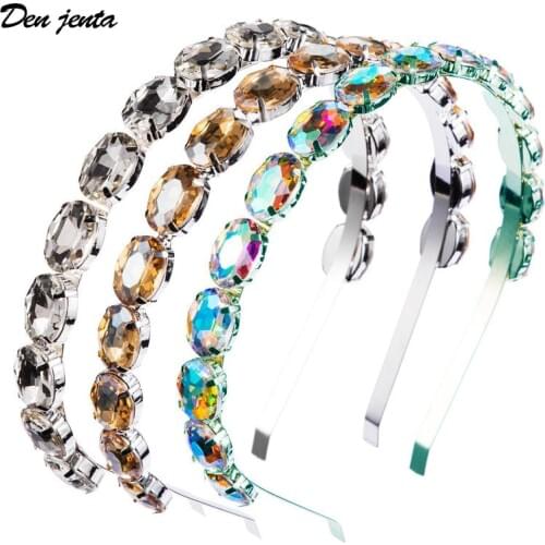 Elegant Rhinestone Hair Hoop Bezel Headbands for Women Girls Headwear Women Hairband Shiny Crystal Headband Hair Band