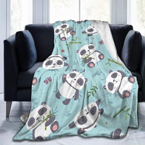 Cute Panda Eating Bamboo Flannel Fleece Throw Blanket 50"x60" Living Room/Bedroom/Sofa Couch Warm Soft Bed Blanket for Kids