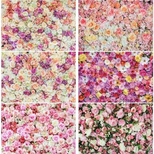 Natural Flower Backdrop Colorful Blooming Roses Backgrounds Birthday Party Decor Newborn Bride Photo Booth Studio Prop