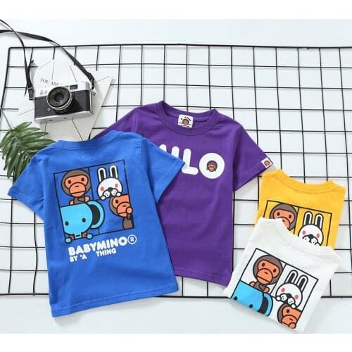 Kids Boy Girls Cartoon Animal Zoo Pattern Printed Shirt Summer Short Shirts Tops Tee Hip Hop Style Clothes