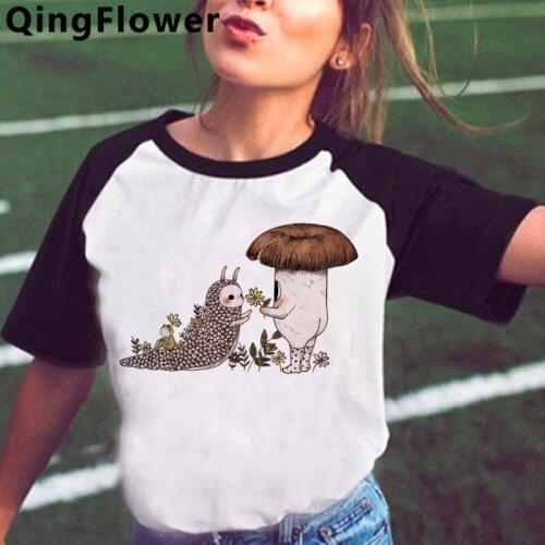 Mushroom tshirt women harajuku kawaii harajuku vintage couple clothes casual summer top streetwear