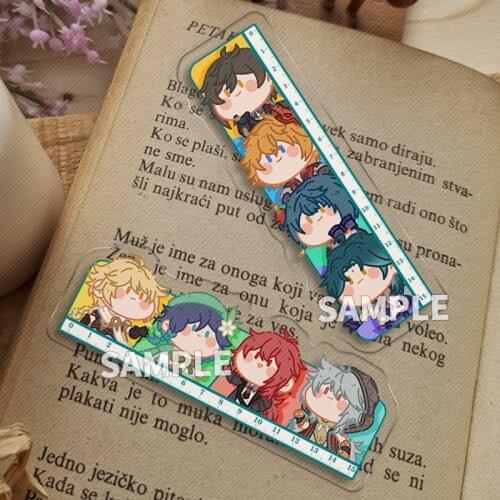 Game Genshin Impact Tartaglia Venti Zhongli Xiao Cosplay Acrylic Ruler Measuring Scale Students School Cartoon Stationary Gifts