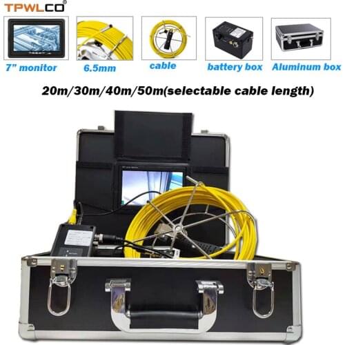 20-50meter Cable 6.5mm Endoscope Drain Camera Head Underwater CCTV Pipe Inspection Camera System With 7inch LCD Screen