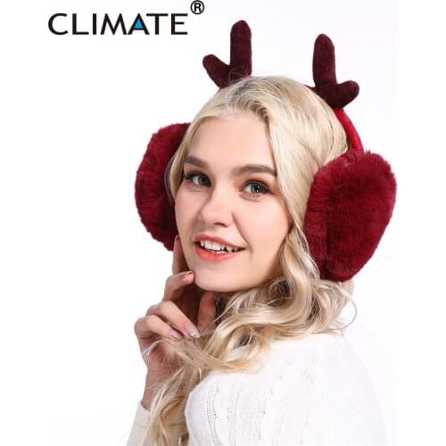 CLIMATE Christmas Deer Earmuffs Ear Muff Women Cute Cover Lovely Deer Horn Antler Ear Muff Muffs Kid for Women Teenager Girls