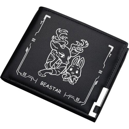BEASTARS Pu Leather Short Wallet Kawaii ID Card Holder Anime Men Money Bag Students Cartoon Coins Purse Clutch