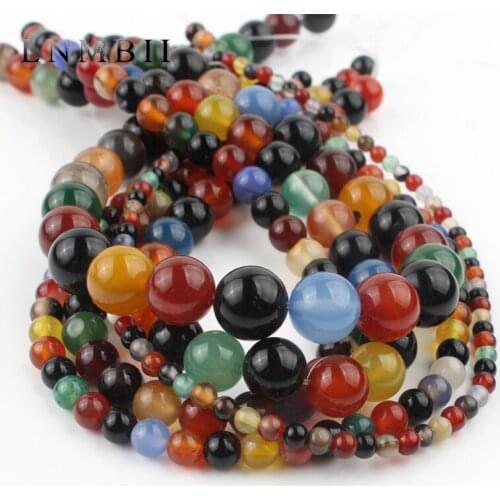 Natural Stone Multicolor Agates Beads Round Loose Spacer Beads For Jewelry Making DIY Bracelets Earrings 15"Inches 4 6 8 10 12mm