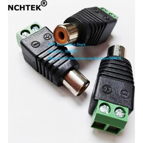 NCHTEK Coax CAT5 To Camera CCTV Video AV Balun RCA Phono Female Connector Adapter/Free Shipping/100PCS