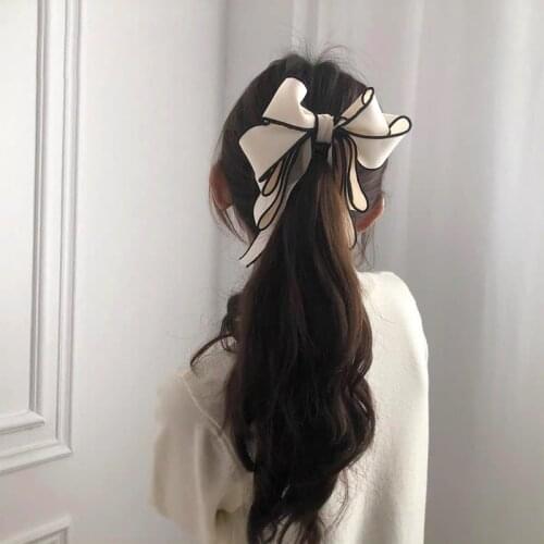 2021 New Korea Style Sweet Hairpin Cute Ribbon Bow Imitation Pearl Banana Hair Clip Women Fashion Hair Accessories