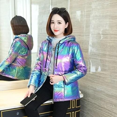 2021 New Winter Coat Women Jacket Parkas Hooded Glossy Winter Jacket Warm Cotton Padded Parka Female Jackets Waterproof Outwear