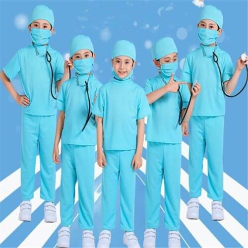 New 2021Kids Doctor Nurse Uniforms Fancy Role Play Costume Girl Boys Nurse Doctor Coat Children Cosplay Party Toys Set Outfits