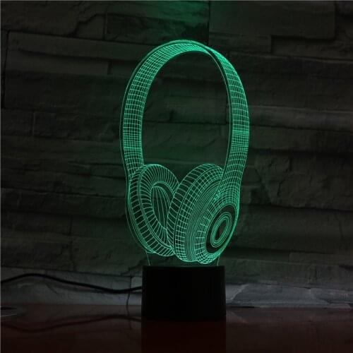 New 3D Lamp Headset DJ Illlusion Music Earphone Night Light Headphone Colorful Desk Lamp Bedroom decoration 1324