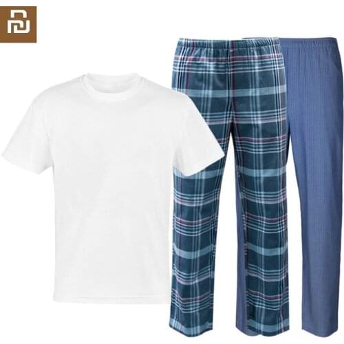 New youpin Men home set four seasons Air conditioning suit male pajamas Sports Short sleeve pants trousers Loose casual wear