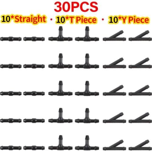 OGE 30Pcs Front Windshield Windscreen Wiper Washer Spray Jet Nozzles Tube Connector T Piece Straight Tee 3 Way Y Piece