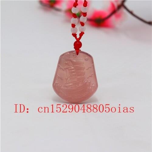Agate Jade Stone Sailboat Pendant Necklace Jadeite Jewelry Charm Amulet Carved Fashion Natural Chinese Gifts for Women Men