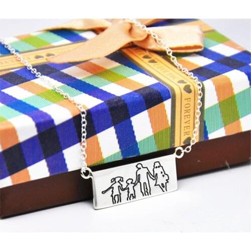 Engraved Drawing Pendent Solid Silver Bar Hand Stamp Picture Outline Personalized Memory Jewelry