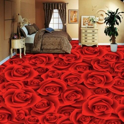 BEIBEHANG custom 3D flooring affixed to the high-definition rose living room bedroom waterproof skid thickened tiles painting