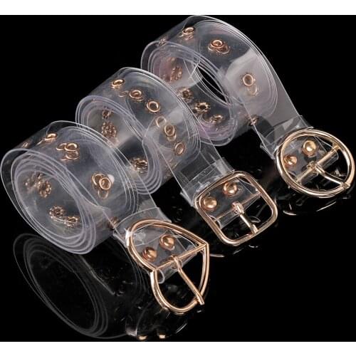 Transparent Punk Waist Belt PVC Plastic Invisible Clear Round Square Heart Pin Buckle Wide Waistband Clothes Accessories