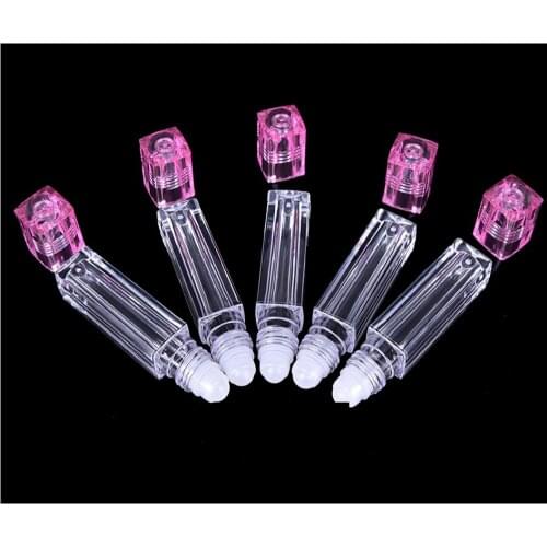 3 Pieces 6.5ml Pink transparent Square Lip Gloss Oil Roll On Bottle Portable Empty Refillable Makeup Container Tube Vials