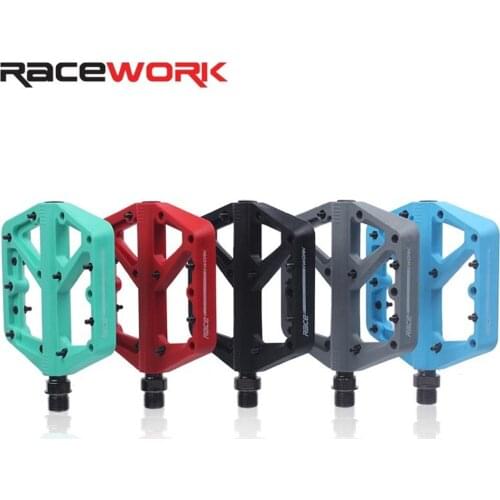 RACEWORK MTB Road Bike Bicycle Bearing Pedals Cycling Nylon Bike Pedals A Pair Anti-skid Road Bike Bearing Pedals Bicycle Parts