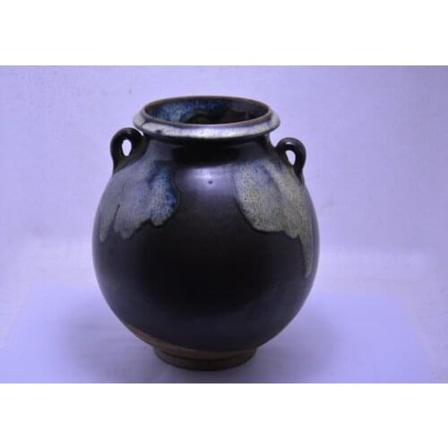 Rare Old Chinese SongDynasty "jun kiln" porcelain jar, with beautiful grain,Free shipping