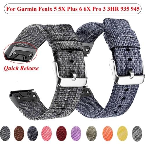 26 22mm Sport Nylon Watchband Wriststrap For Garmin Fenix 6X 6 Pro 5X 5 Plus 3 3HR 935 Easy Fit Quick Release Wirstband Bracelet