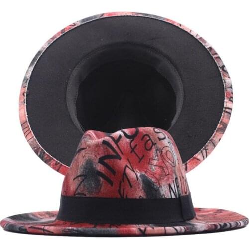 New Tie Dye Fedora Hats wide brim Spring Winter Panama Jazz Caps vintage multicolor hat For Gentleman or Elegant Lady