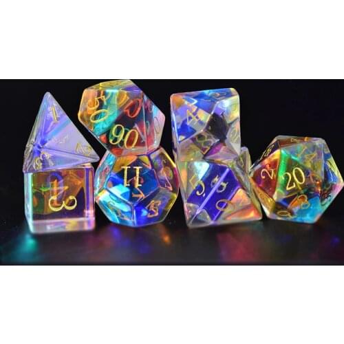 Fantasy Crystal Reiki Healing Dice Number Digital Polyhedral Dice Set For Collection DND RPG COC Board Table Games Tool Gift