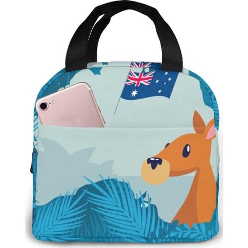 Australia Day Cooler Bag Portable Zipper Thermal Lunch Bag Convenient Lunch Box Tote Food Bag