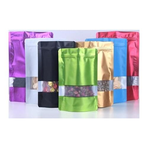 Thick Color Aluminum Foil Zipper Self-supporting Packaging Bag Food Nut Matte Display Window Packaging Sealed Bag