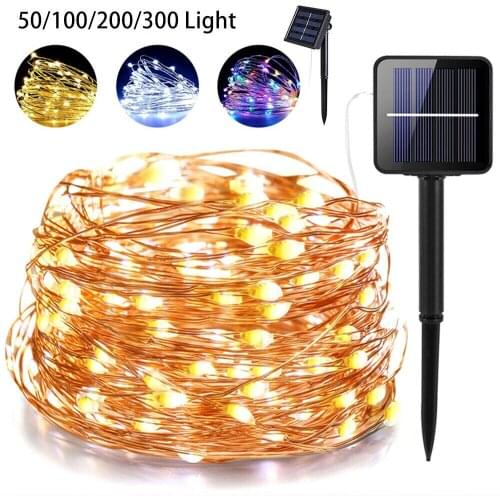 50-300 LED Solar Power Strip Rope Lights Outdoor Waterproof Garden Fairy String Light Xmas Outdoor Light for Garden Decoration