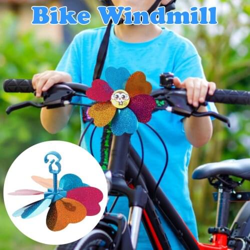 Bike Windmill Cartoon Colorful Plastic Handlebar Pinwheel Childrens Scooter Breaststroke Bike Windmill Accessories New