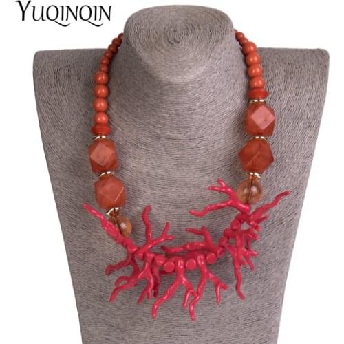 Womens Necklaces Jewelry Red Choker Cute Antlers Bead Pendant Resin Acrylic Long Necklaces Pendants Statement Fashion Jewelry