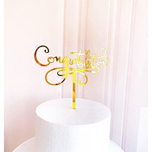 1PC Acrylic Cake Topper Gold Flash congratulations Cake Topper Party New Year Decoration For Home Party Supplies Cupcake Topper