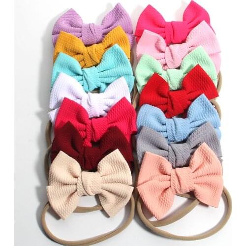 10PCS/Lot 4.3" 11CM Beauty Waffle Nylon Headband Hair Bows Accessories Elastic Boutiques Headwear HairBand For Girls Women Hair