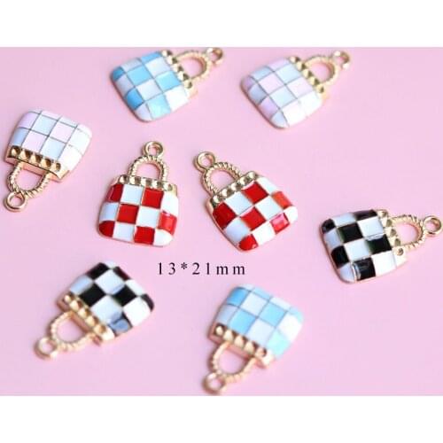 10pcs/Lot Bag 13*21mm Diy Handmade Oil Enamel Charms Design for Jewelry Making Earring Bracelet or Necklace