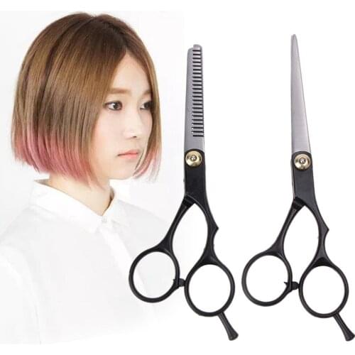 2pcs Stainless Steel Thinning Scissors And Flat Cutting Scissors Salon Professional Barber Hair Cutting Shears Hairdressing Tool