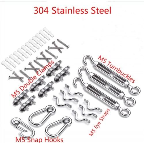 304 Stainless Steel Hardware Railing Kit Globe Lights Hanging Kit Turnbuckle Hooks 5/ 2/ 1pack