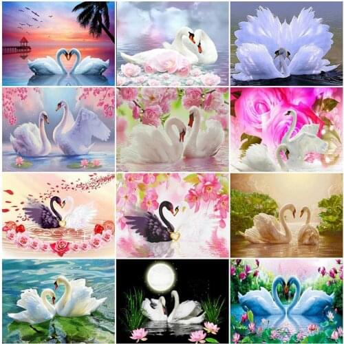 5D DIY Diamond Painting Full Drill Square/Round Swan Diamond Embroidery Animal Picture of Rhinestone Mosaic Handmade Gift