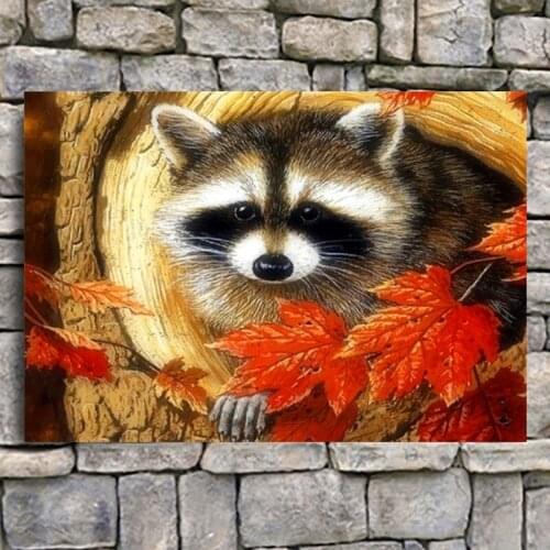 DIY latest diamond painting full diamond animal diamond 5D embroidery raccoon cute rhinestone inlaid home decoration handmade