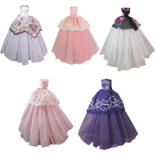 Besegad 5PCS Elegant Girl Dolls Toys Veil Dresses Outfits Clothes Costume 30cm Doll Cloth Accessories for Barbie Toys Girl Gifts
