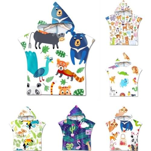 Free shipping Gift Tropical Plant Cactus Animal Monkey elephant Toucan Baby Kids Poncho Towel Swim Bath Beach Hooded Towel Cape