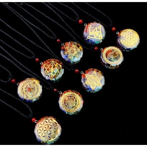 Natural Crystal Stone Seven Chakra Necklace Raw Pendant Reiki Beads for Jewelry