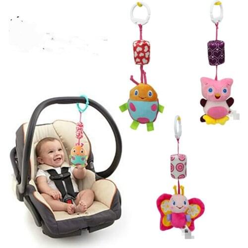 Fast Shipping 12pcs/lot Butterfly Mobile Bed Hanging Lion Rabbit Plush Dolls Animal Bells Ring 0 -1 Years Baby Rattle Toys