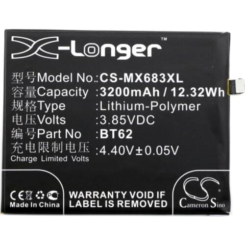 Cameron Sino 3200mAh battery for MEILAN X for MEIZU M3X M3X Dual SIM M3X Dual SIM TD-LTE M682Q BT62 Mobile, SmartPhone Battery